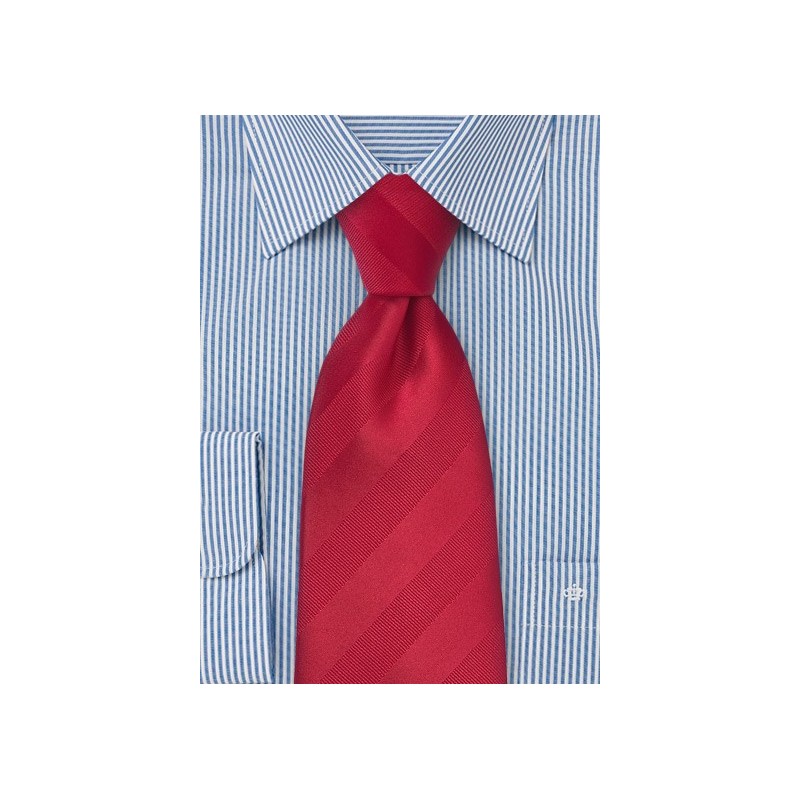 Tonal Striped Tie in Proper Red