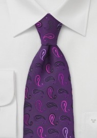 Tonal Purple Tie with Paisley Print
