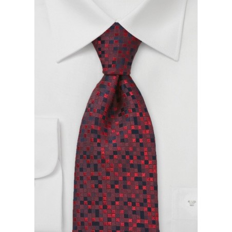 Patchwork Tie in Red and Black