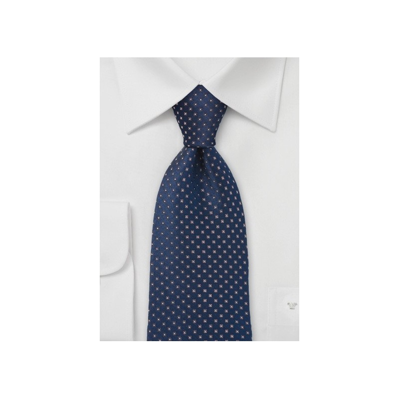 Navy and Brown Patterned Tie