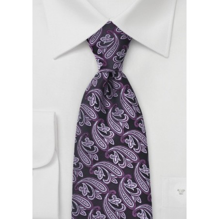 Persian Paisley Tie in Purple and Black