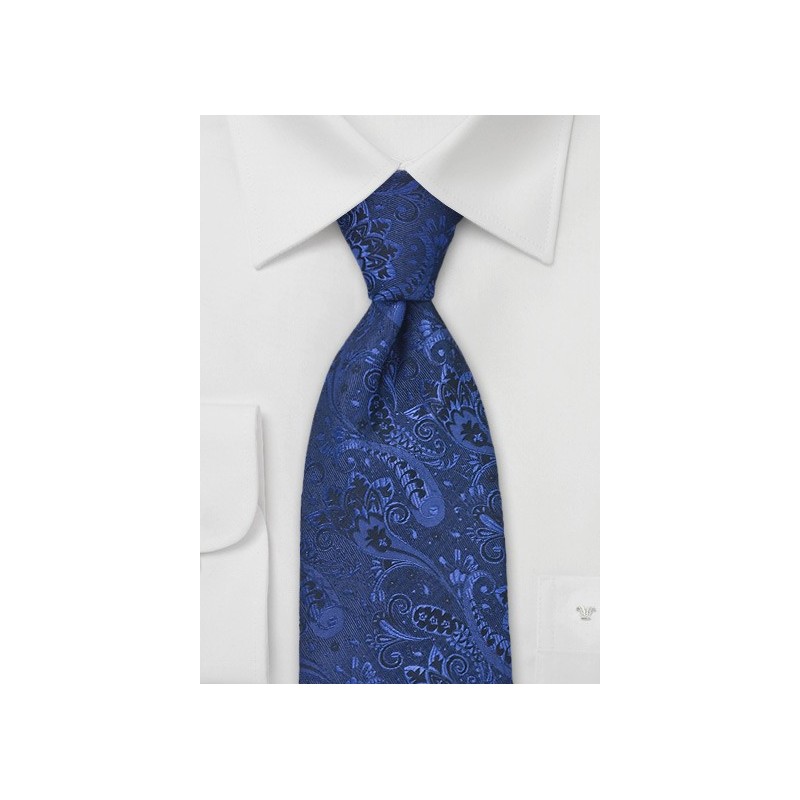 Dark Pacific Blue Paisley Tie