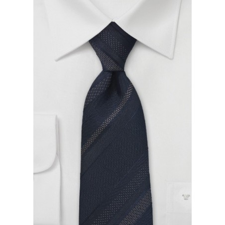 Striped Tie in Midnight Blue and Black