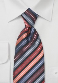 Striped Tie in Apricots, Blacks and Greys