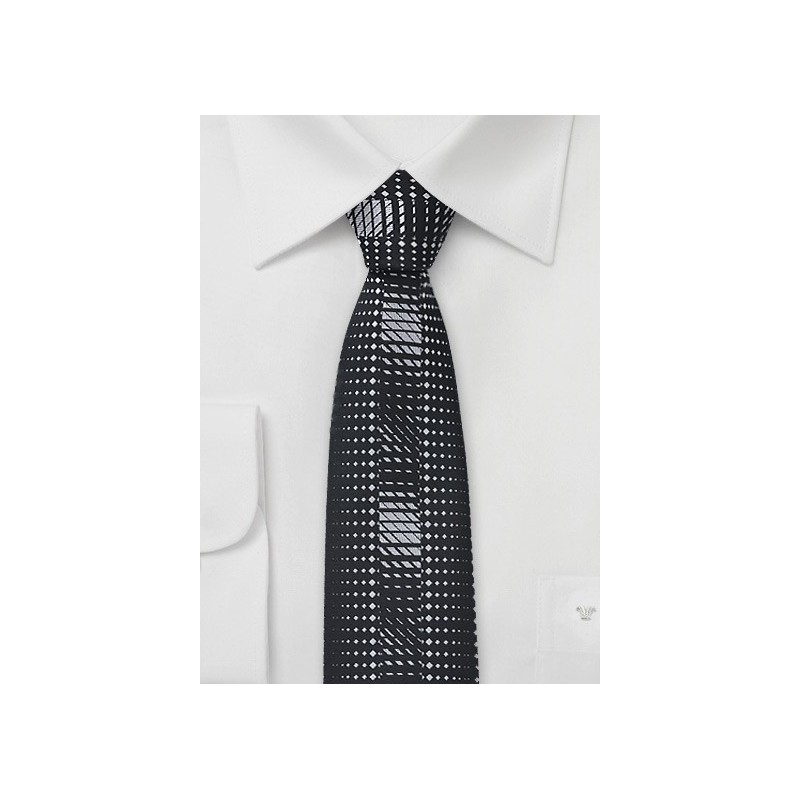 Art Deco Skinny Tie in Black and Silver