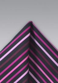 Striped Pink and Black Pocket Square