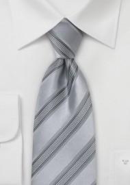 Silver Striped Silk Tie for Kids