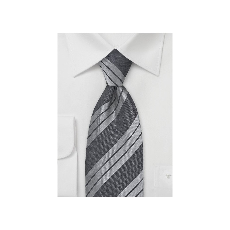 Silver and Grey Striped Tie