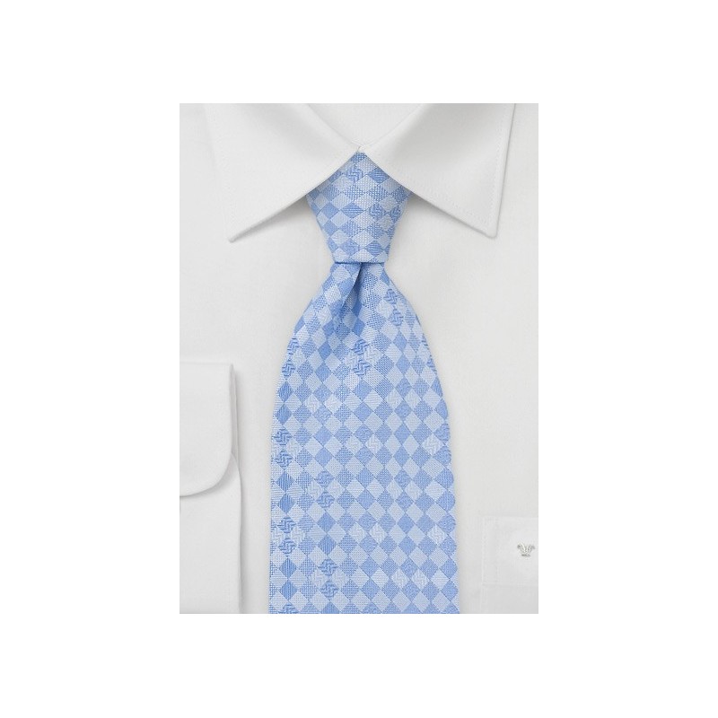Diamond Patterned Tie in Soft Blues