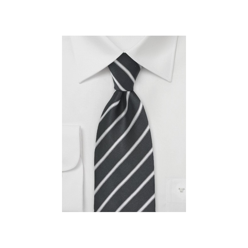Black and Light Silver Striped Tie