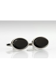 Oval Cufflinks in Black and Silver