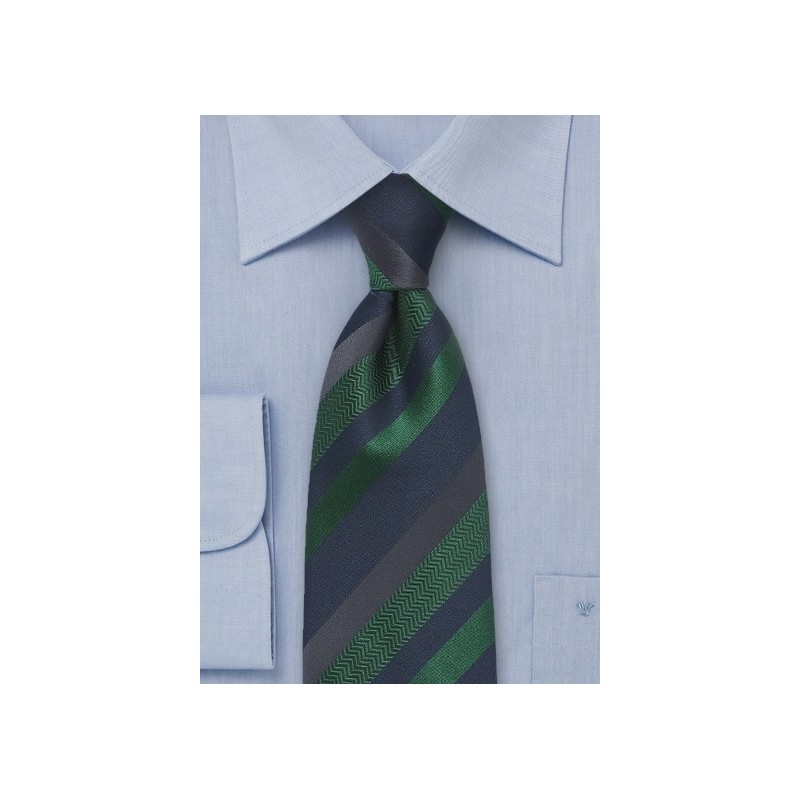 Navy and Green Striped Tie