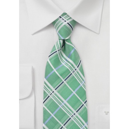 Plaid Tie in Mint Green