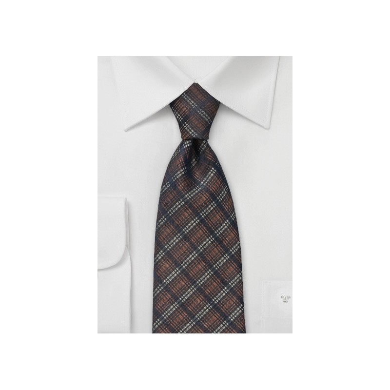 Brown and Black Plaid Patterned Tie