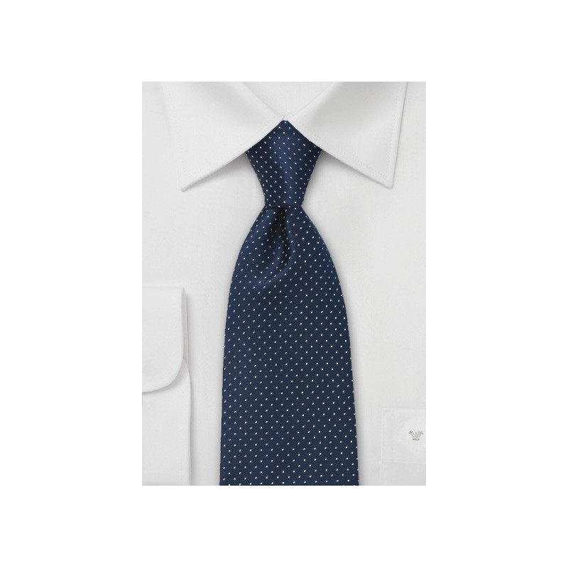 Navy and White Patterned Tie