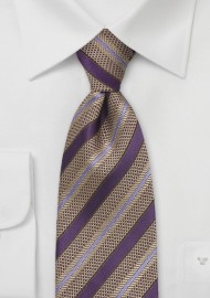 Striped Tie in Purple and Gold