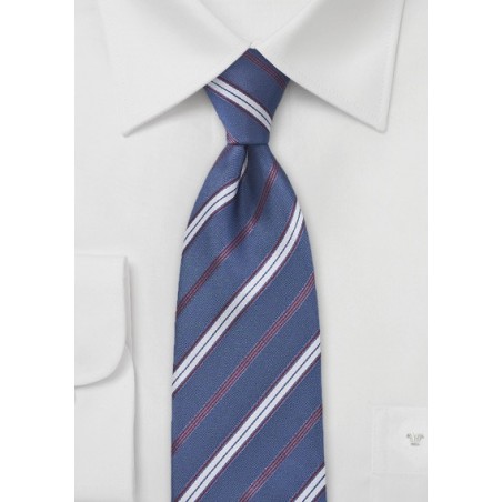 Cerulean Blue and Burgundy Striped Tie