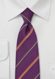 Modern Repp Striped Tie in Purple