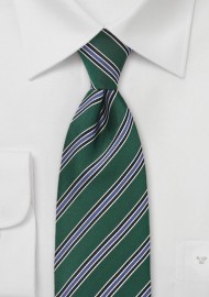 Striped Tie in Green, Black and Blue