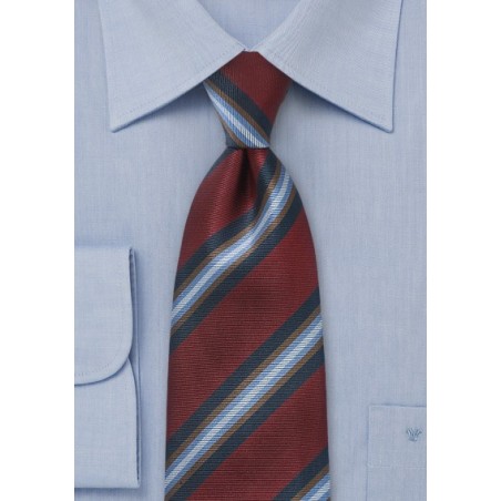 Regimental Tie in Wine Red and Blue