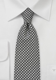 Handwoven Tie in Black and Ivory