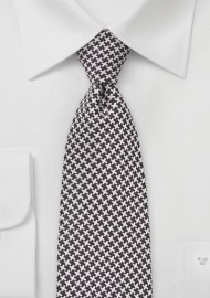 Modern Cross Patterned Tie in Espresso and Ivory