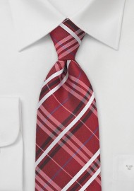 Modern Plaid in Red, Silver and Blue