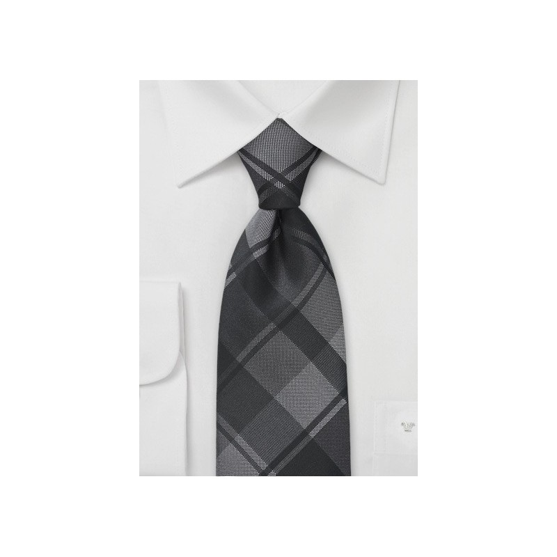 Oversized Plaid Tie in Charcoals