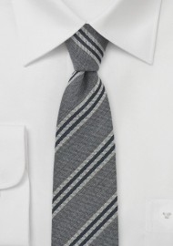 Skinny Striped Tie in Grays and Black