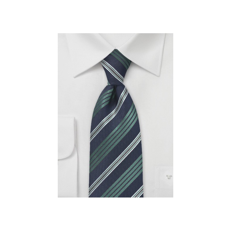 Classic Navy and Green Striped Tie