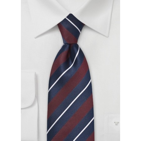 Striped Tie in Scarlet Red and Navy