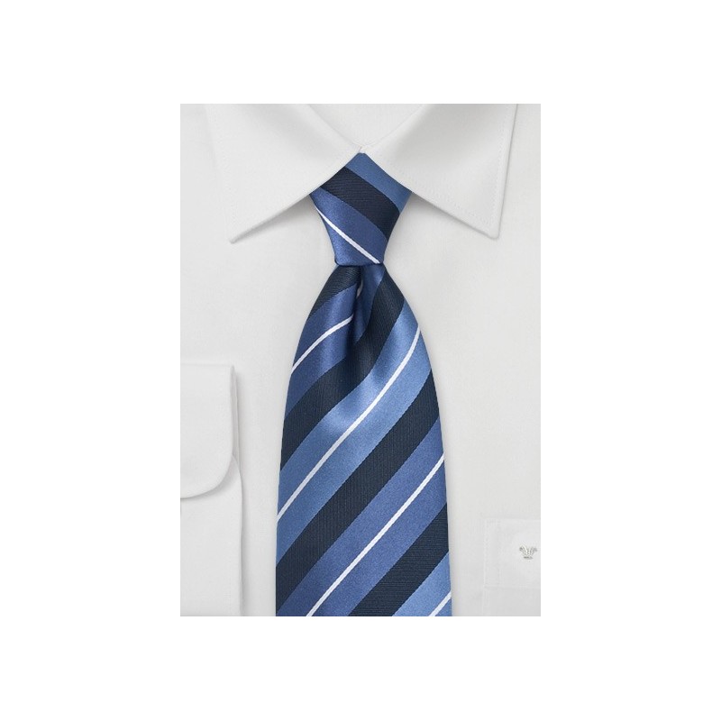 Modern Striped Tie in Nautical Blues