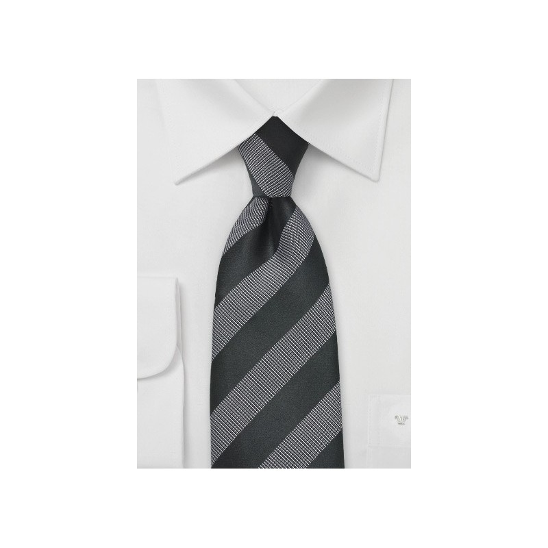 Black and Gray Textured Striped Tie