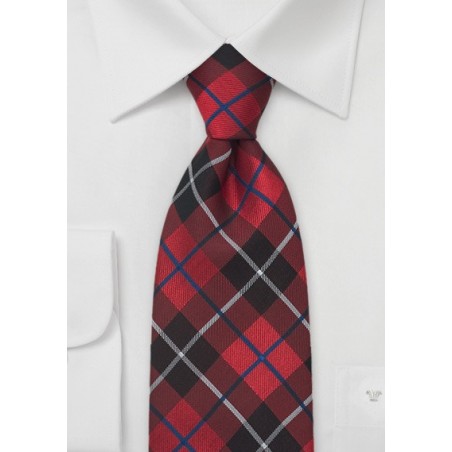 Extra Long Tartan-Check Pattern Necktie