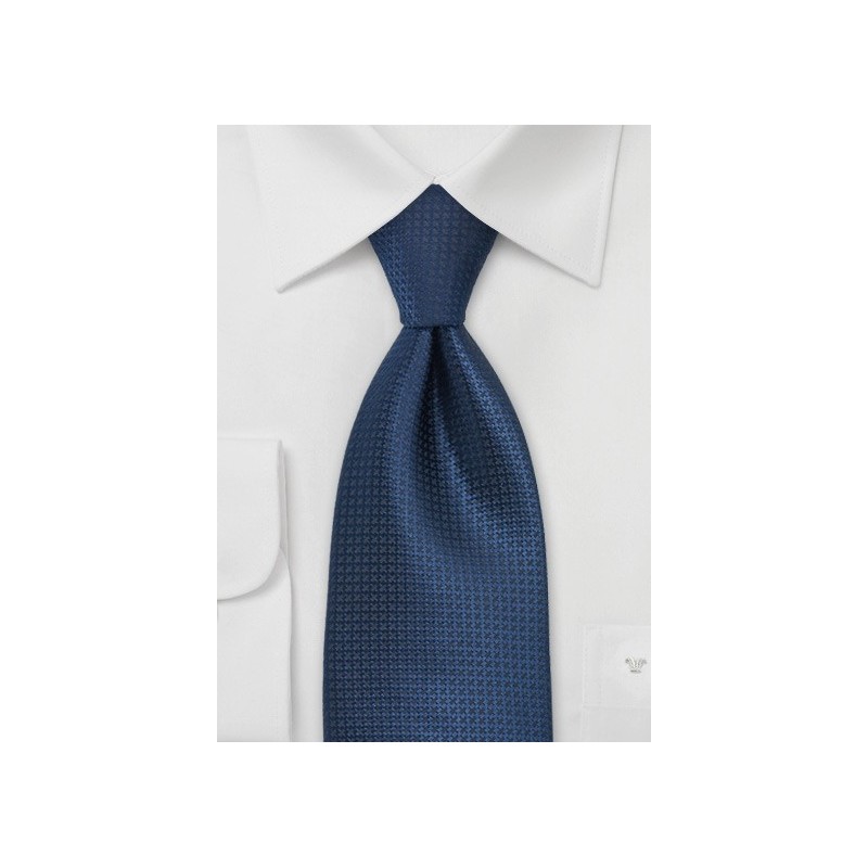 Extra Long Textured Tie in Dark Blue