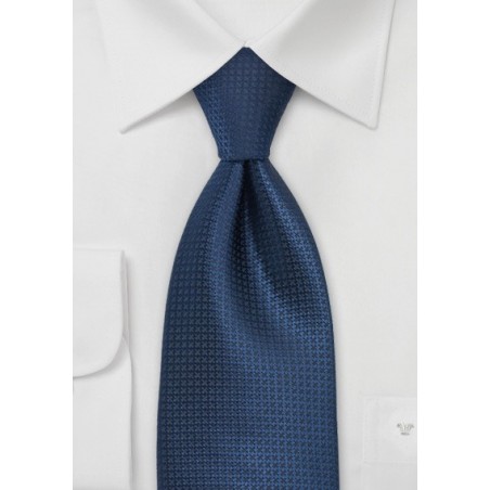 Extra Long Textured Tie in Dark Blue