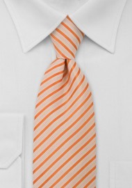 Striped Extra Long Tie in Orange and White