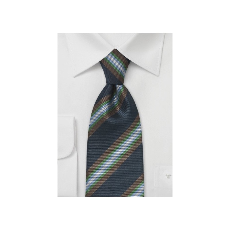 Large Striped Tie in Navy Blue
