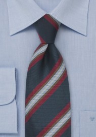 Wide Striped Tie in Navy and Red