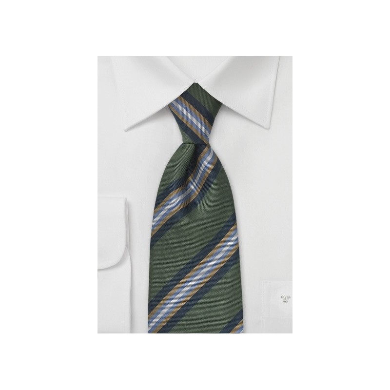 Regimental Tie in Avocado Green