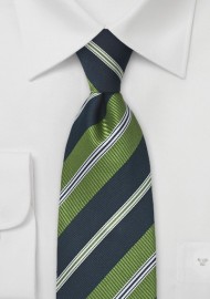 Wide Striped Tie in Citrus Green and Navy