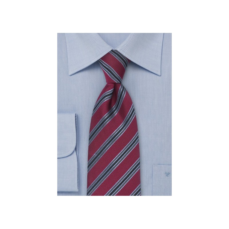 Distinguished Striped Tie in Wine Red