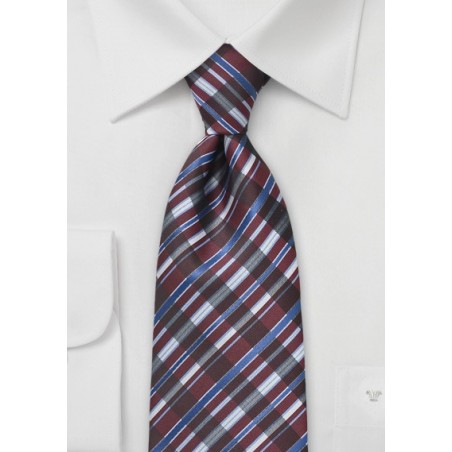 Modern Tie in Burgundy and Blue