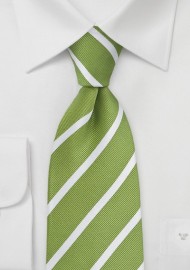 Fresh Grass Green and White Striped Tie