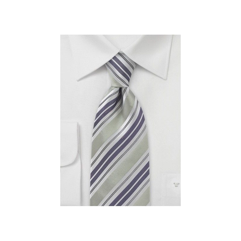 Striped Tie in Light Sage and Lilac