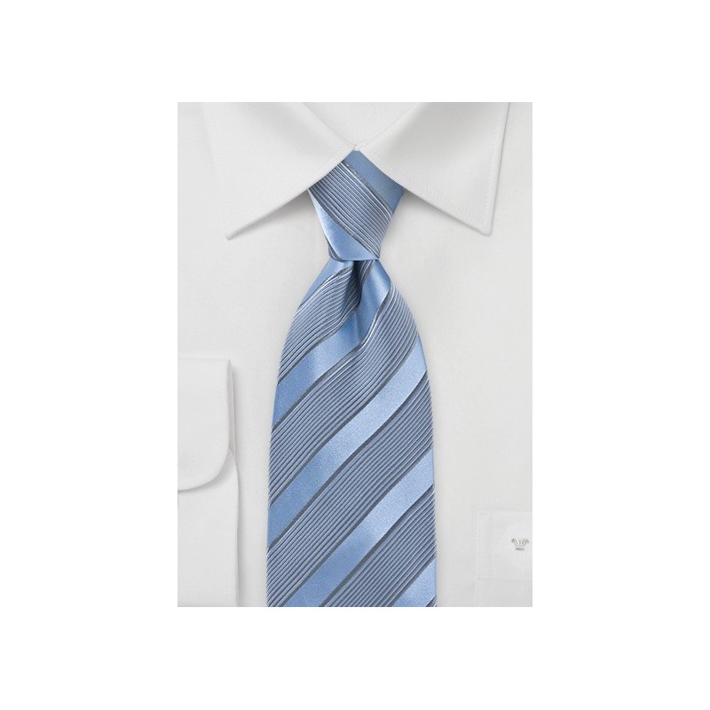 Periwinkle Tie with Silver Stripes