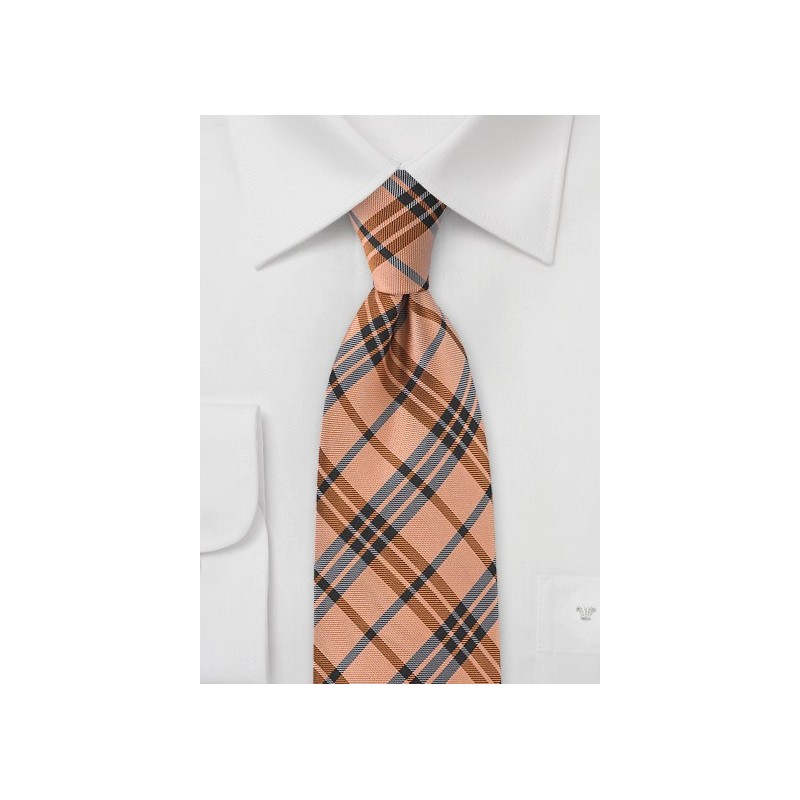 Graphic Tangerine Plaid Tie
