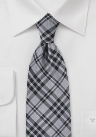 Plaid Tie in Black and Charcoal