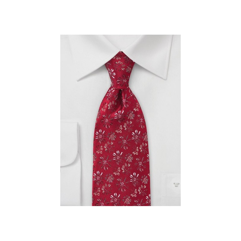 Modern Embroidered Tie in Cranberry