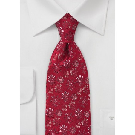 Modern Embroidered Tie in Cranberry